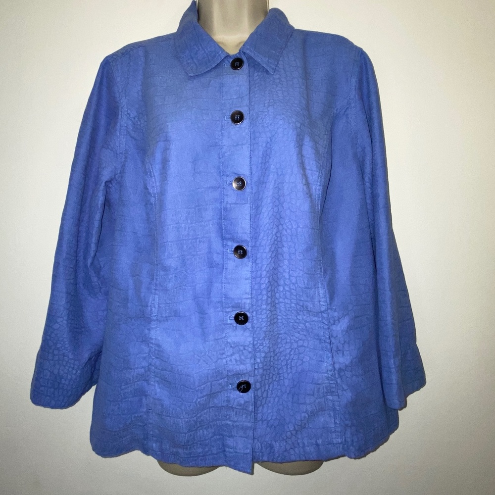 Chicos Chambray Snake Print Button down top